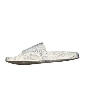 Steve Madden slides sandals snake print rubber tan white SZ 8
